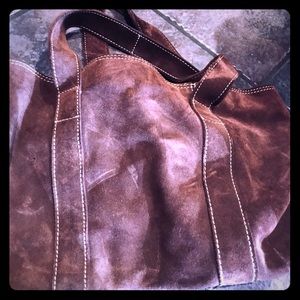 Brown suede mini tote